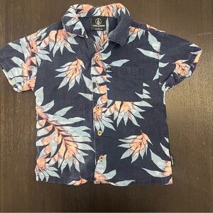 Volcom boys Tropical Print Shirt 4t navy and Pink